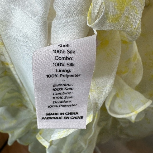 CINQ à Sept Silk Pale Yellow Floral Ruffle Georgia Dress Size 10 - Picture 7 of 8